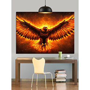 Alevli Kartal Dekoratif Kanvas - Mdf Ahşap Tablo 70x100 cm