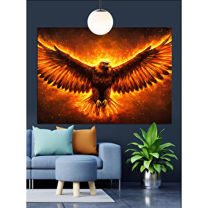 Alevli Kartal Dekoratif Kanvas - Mdf Ahşap Tablo 70x100 cm