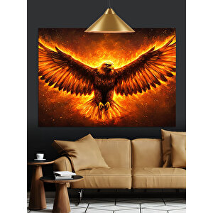 Alevli Kartal Dekoratif Kanvas - Mdf Ahşap Tablo 70x100 cm