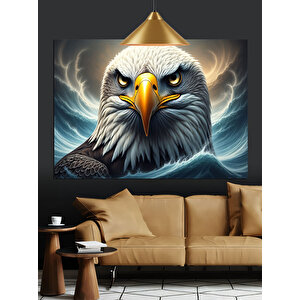 Güçlü Bakışlı Kartal Başı Dekoratif Kanvas - Mdf Ahşap Tablo 35x50 cm
