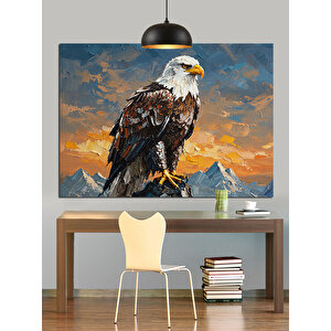 Dağ Zirvesinde Kartal Dekoratif Kanvas - Mdf Ahşap Tablo