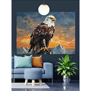 Dağ Zirvesinde Kartal Dekoratif Kanvas - Mdf Ahşap Tablo