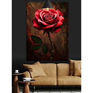 Kırmızı Gül Çiçek Dekoratif Kanvas - Mdf Ahşap Tablo 25x35 cm