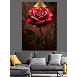 Kırmızı Gül Çiçek Dekoratif Kanvas - Mdf Ahşap Tablo 25x35 cm