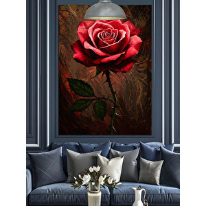 Kırmızı Gül Çiçek Dekoratif Kanvas - Mdf Ahşap Tablo 25x35 cm