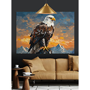 Dağ Zirvesinde Kartal Dekoratif Kanvas - Mdf Ahşap Tablo 70x100 cm