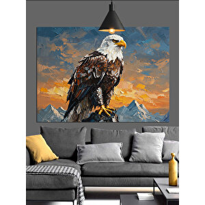 Dağ Zirvesinde Kartal Dekoratif Kanvas - Mdf Ahşap Tablo 70x100 cm