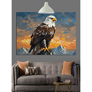 Dağ Zirvesinde Kartal Dekoratif Kanvas - Mdf Ahşap Tablo 70x100 cm