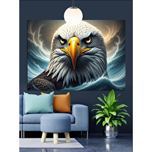 Güçlü Bakışlı Kartal Başı Dekoratif Kanvas - Mdf Ahşap Tablo 50x70 cm