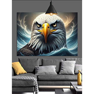 Güçlü Bakışlı Kartal Başı Dekoratif Kanvas - Mdf Ahşap Tablo 50x70 cm