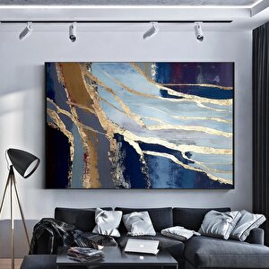 Lüks Mermer Duvar Dekoru; Lacivert Duvar Sanatı; Soyut Mermer Tablosu; Altın Mermer Kanvas