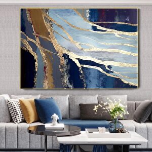 Lüks Mermer Duvar Dekoru; Lacivert Duvar Sanatı; Soyut Mermer Tablosu; Altın Mermer Kanvas