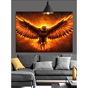 Alevli Kartal Dekoratif Kanvas - Mdf Ahşap Tablo
