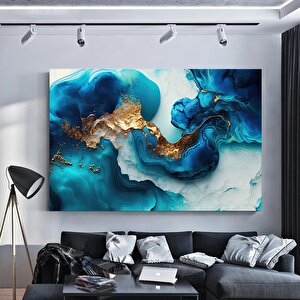 Lüks Mermer Duvar Dekoru; Lacivert Duvar Tablosu; Soyut Mermer Sanatı; Altın Mermer Kanvas