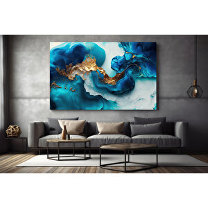 Lüks Mermer Duvar Dekoru; Lacivert Duvar Tablosu; Soyut Mermer Sanatı; Altın Mermer Kanvas