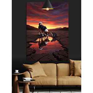 Yağmurda Köpek Ve Kedi Dekoratif Kanvas - Mdf Ahşap Tablo