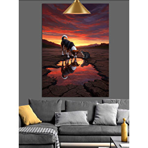 Yağmurda Köpek Ve Kedi Dekoratif Kanvas - Mdf Ahşap Tablo 50x70 cm