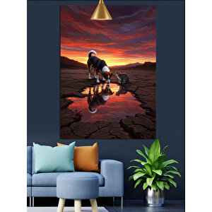 Yağmurda Köpek Ve Kedi Dekoratif Kanvas - Mdf Ahşap Tablo