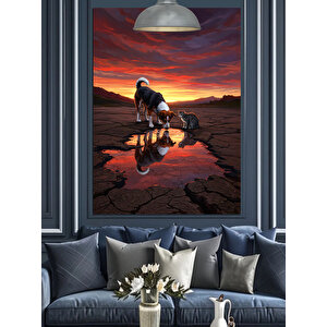 Yağmurda Köpek Ve Kedi Dekoratif Kanvas - Mdf Ahşap Tablo 35x50 cm