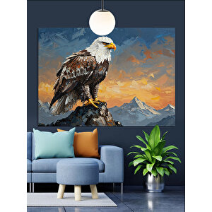 Kayalık Üzerinde Kartal Dekoratif Kanvas - Mdf Ahşap Tablo 50x70 cm