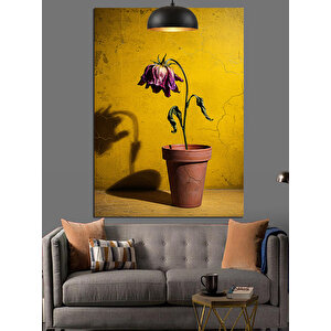 Saksıda Solmuş Çiçek Dekoratif Kanvas - Mdf Ahşap Tablo