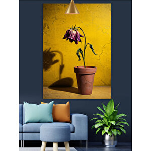 Saksıda Solmuş Çiçek Dekoratif Kanvas - Mdf Ahşap Tablo