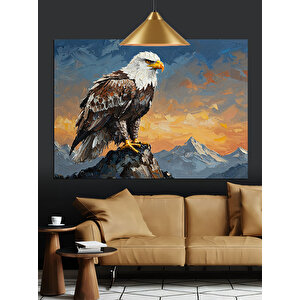 Kayalık Üzerinde Kartal Dekoratif Kanvas - Mdf Ahşap Tablo 70x100 cm