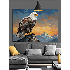 Kayalık Üzerinde Kartal Dekoratif Kanvas - Mdf Ahşap Tablo 70x100 cm