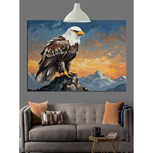 Kayalık Üzerinde Kartal Dekoratif Kanvas - Mdf Ahşap Tablo