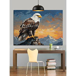 Kayalık Üzerinde Kartal Dekoratif Kanvas - Mdf Ahşap Tablo
