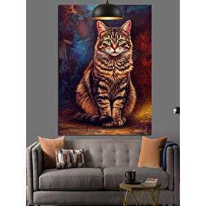 Yakın Çekim Kedi Dekoratif Kanvas - Mdf Ahşap Tablo