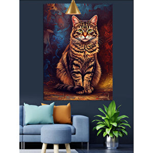 Yakın Çekim Kedi Dekoratif Kanvas - Mdf Ahşap Tablo