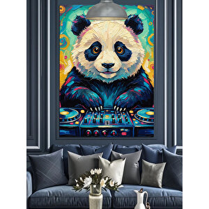 Dj Panda Kulaklık Dekoratif Kanvas - Mdf Ahşap Tablo 35x50 cm