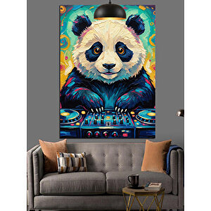 Dj Panda Kulaklık Dekoratif Kanvas - Mdf Ahşap Tablo 35x50 cm