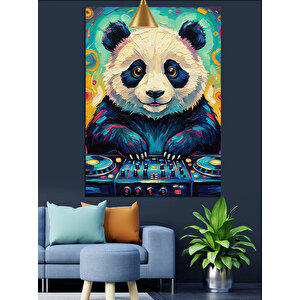 Dj Panda Kulaklık Dekoratif Kanvas - Mdf Ahşap Tablo 35x50 cm