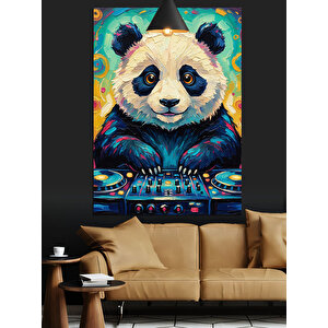 Dj Panda Kulaklık Dekoratif Kanvas - Mdf Ahşap Tablo