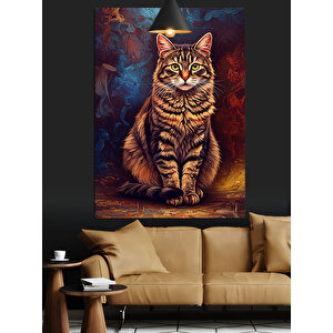 Yakın Çekim Kedi Dekoratif Kanvas - Mdf Ahşap Tablo 70x100 cm