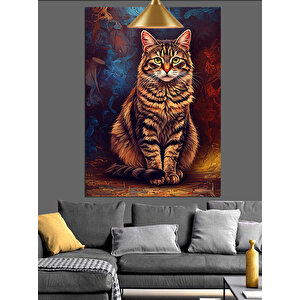 Yakın Çekim Kedi Dekoratif Kanvas - Mdf Ahşap Tablo 70x100 cm