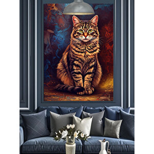 Yakın Çekim Kedi Dekoratif Kanvas - Mdf Ahşap Tablo 70x100 cm