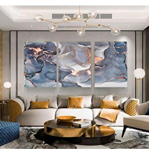 Mermer Sanat | Mavi Mermer Kanvas | Altın Mermer 70x150 cm