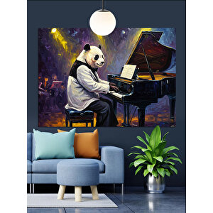 Piyano Çalan Panda Dekoratif Kanvas - Mdf Ahşap Tablo 70x100 cm