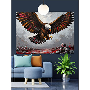 Kayalıklar Üzerinde Kartal Dekoratif Kanvas - Mdf Ahşap Tablo