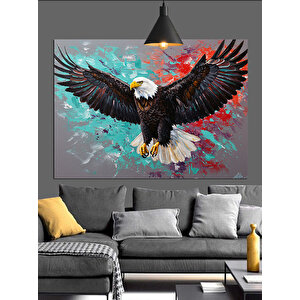 Uçan Kartal Renkli Arka Plan Dekoratif Kanvas - Mdf Ahşap Tablo 70x100 cm