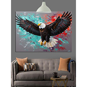 Uçan Kartal Renkli Arka Plan Dekoratif Kanvas - Mdf Ahşap Tablo 70x100 cm