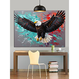 Uçan Kartal Renkli Arka Plan Dekoratif Kanvas - Mdf Ahşap Tablo 70x100 cm