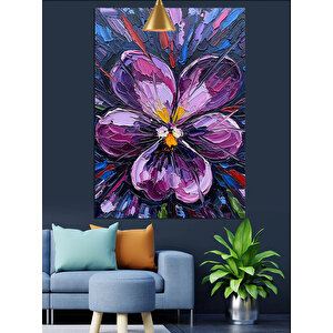 Fırça Darbe Çiçek Dekoratif Kanvas - Mdf Ahşap Tablo