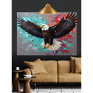 Uçan Kartal Renkli Arka Plan Dekoratif Kanvas - Mdf Ahşap Tablo
