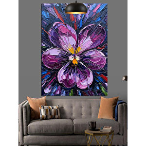 Fırça Darbe Çiçek Dekoratif Kanvas - Mdf Ahşap Tablo