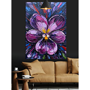 Fırça Darbe Çiçek Dekoratif Kanvas - Mdf Ahşap Tablo 35x50 cm