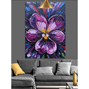 Fırça Darbe Çiçek Dekoratif Kanvas - Mdf Ahşap Tablo 35x50 cm